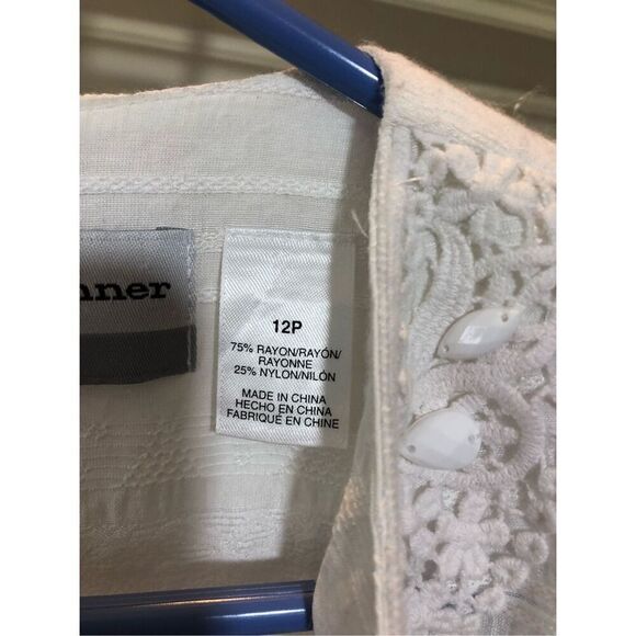 Alfred Dunner Women’s White With Rhinestones 3/4 Sleeve Blouse Size Petite 12 - Picture 6 of 7